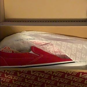 Red slip on vans